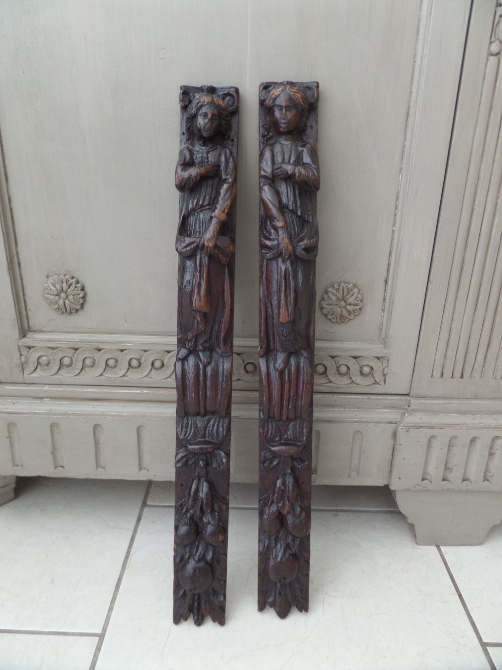 17th Century Carved Oak Female Caryatid