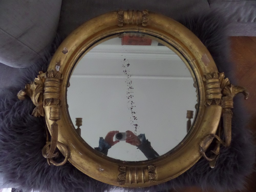 Large Antique Regency Gilt Mirror Sconces