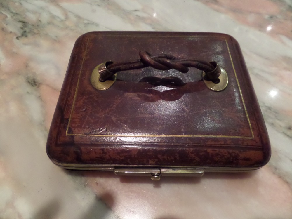 Victorian Concertina Leather & Brass Desk Case Box 