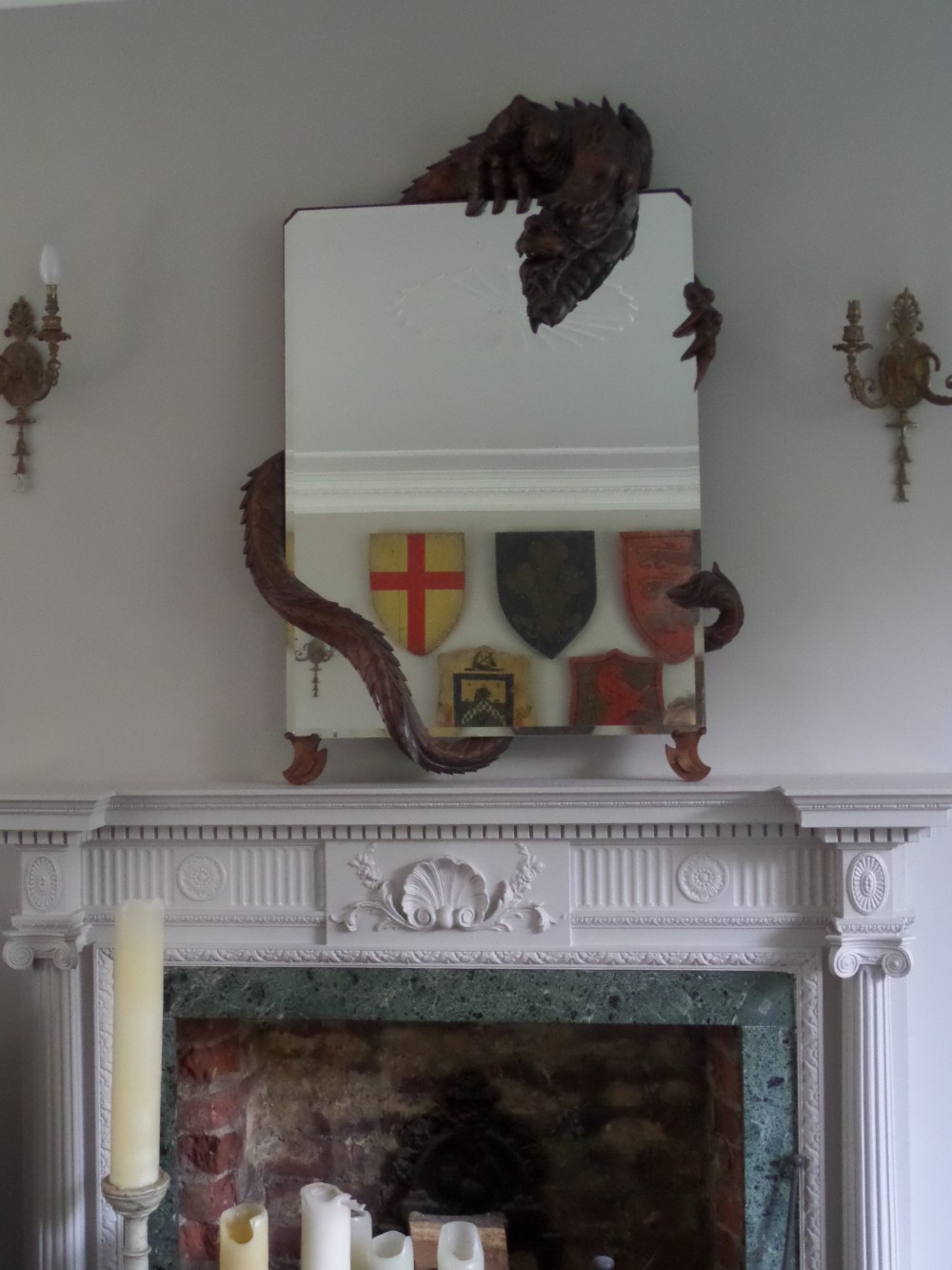 19th Century Japanese Carved Rare Large Fantasy French Overmantel Gabriel Viardot Dragon Mirror Miroir