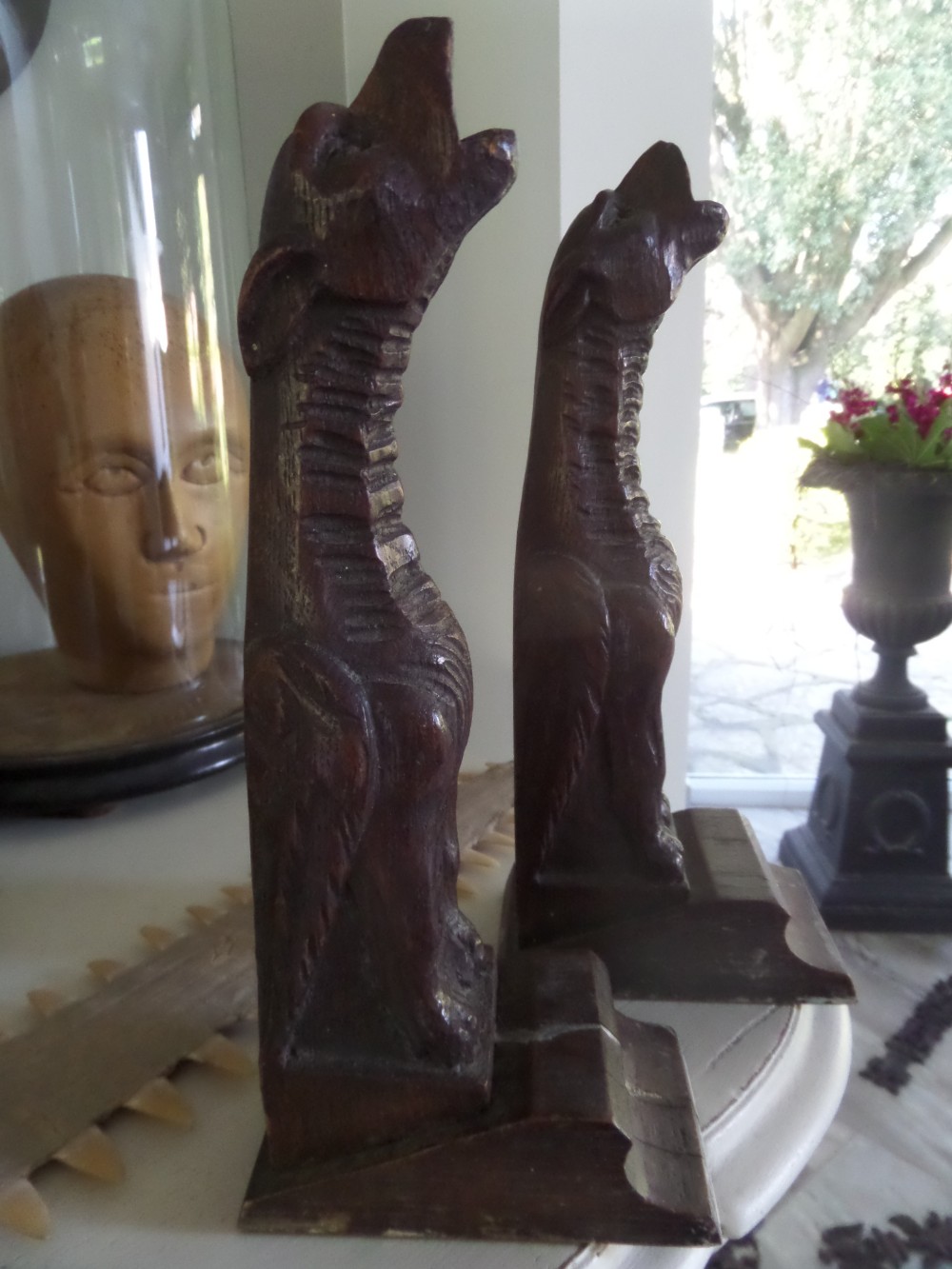 19th Century Carved Oak Gargoyles Wall Lights