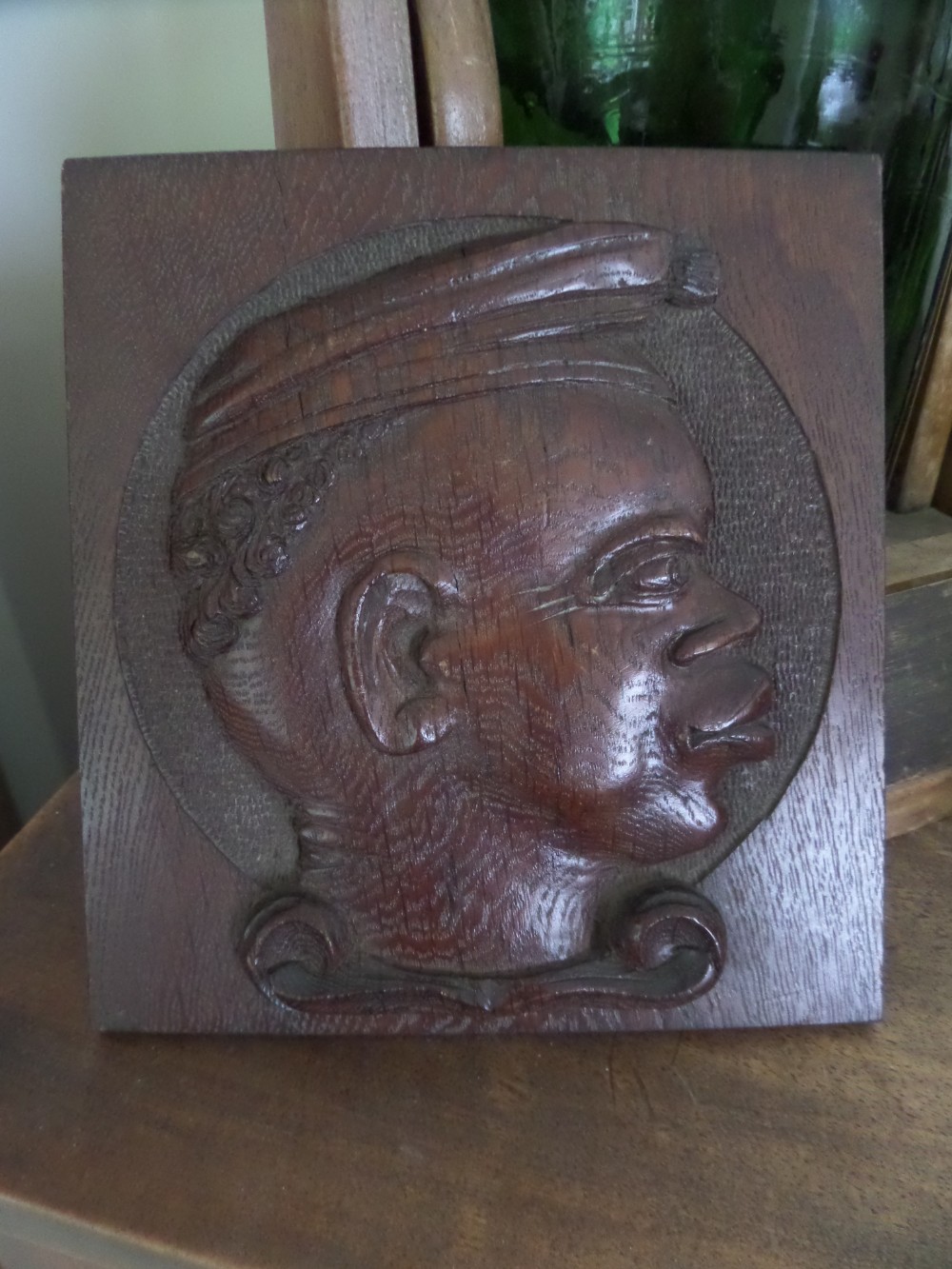 Antique Carved Oak Blackamoor Panel Plaque