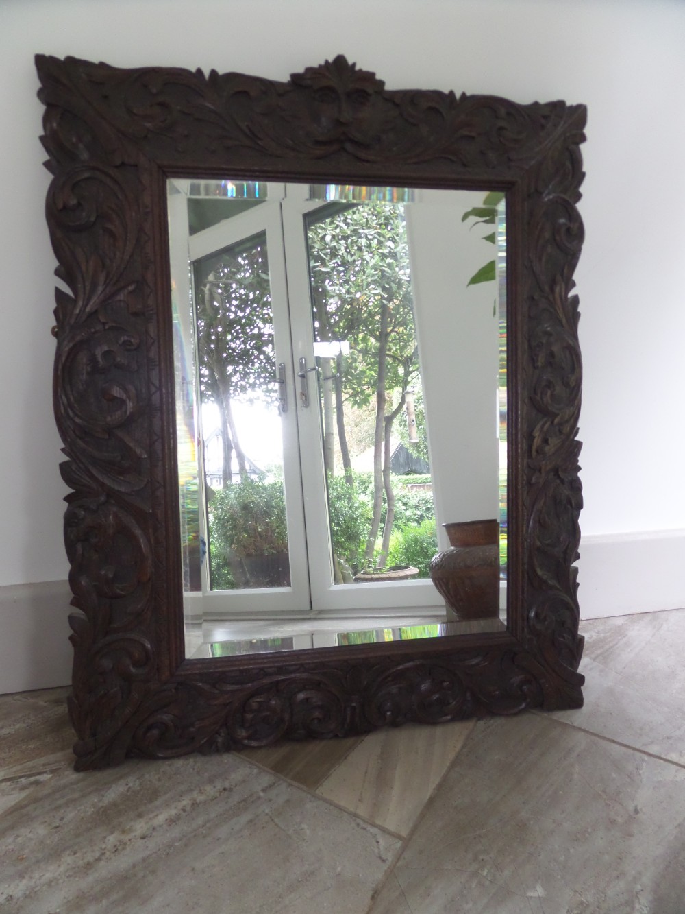 Victorian Carved Oak Green Man Cushion Green man Griffin Mirror