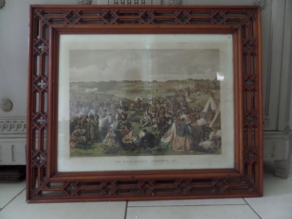 Large Arts & Crafts Carved Gothic Picture Painting Frame Mirror