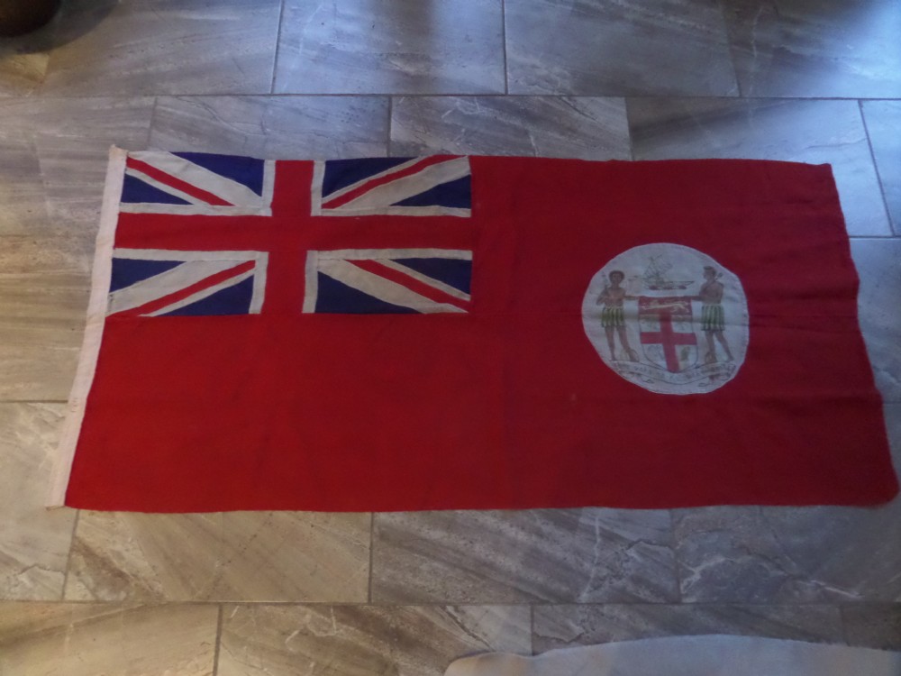 Rare Large Stitched Colonial Flag Fiji