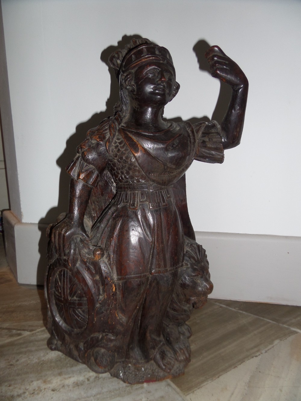 Large 17th Century Carved Oak Britannia