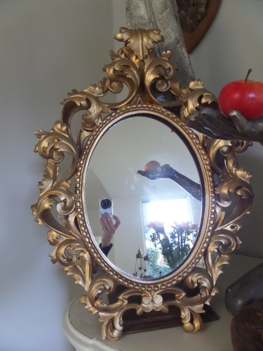 19th Century Carved Wooden Baroque Acanthus Leaf Mirror
