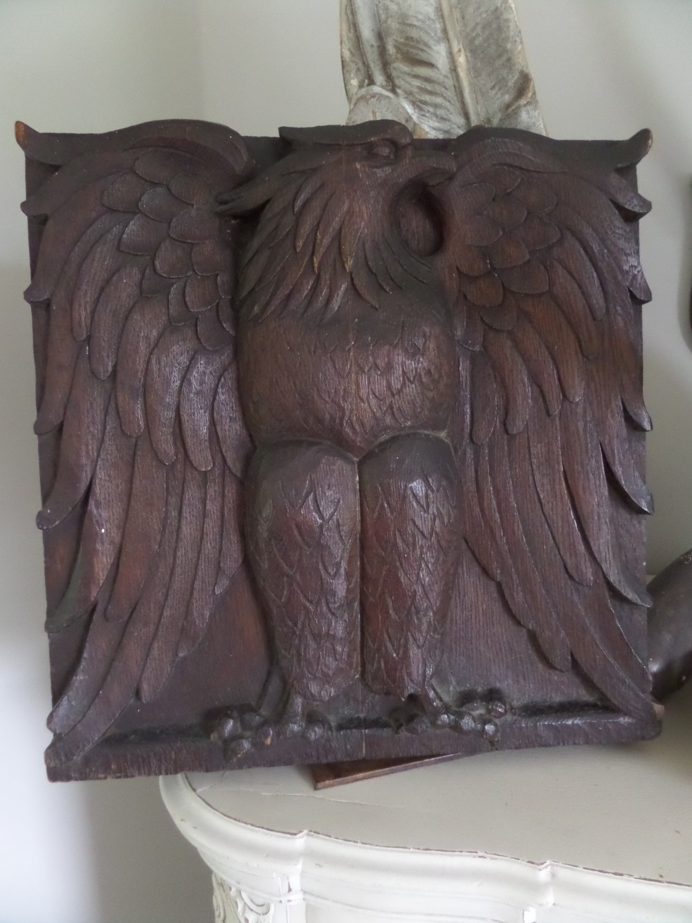 19th Century Large Carved Oak Winged Eagle