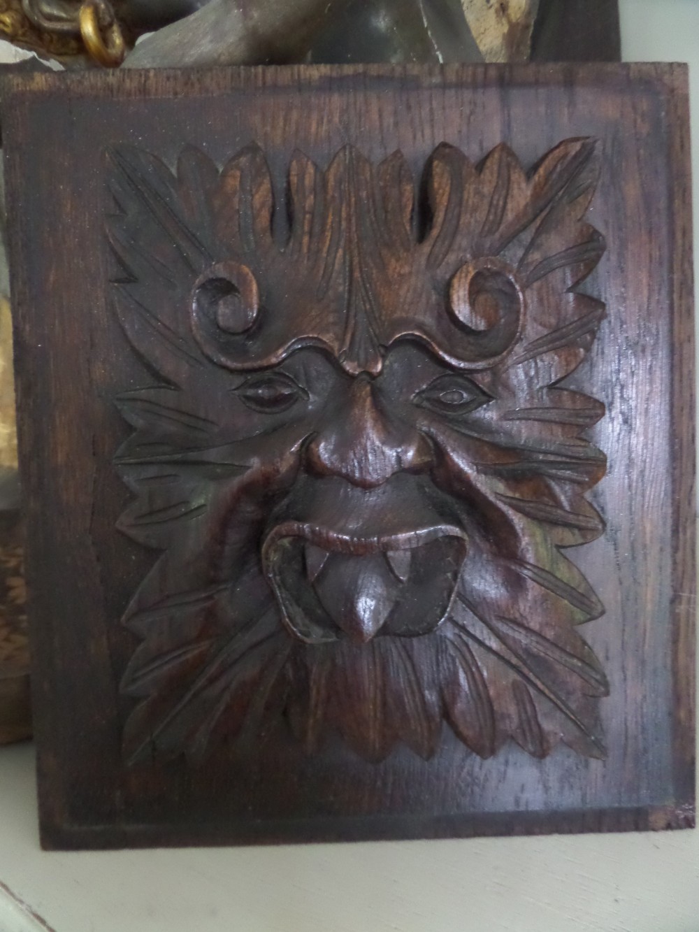 Victorian Carved Oak Green Man Panel