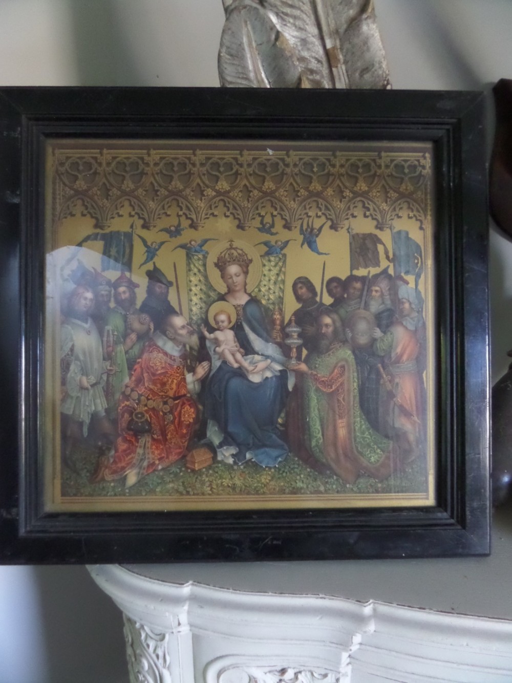 Antique Chromolithograph of the Adoration of the Magi Arundel Society Angels