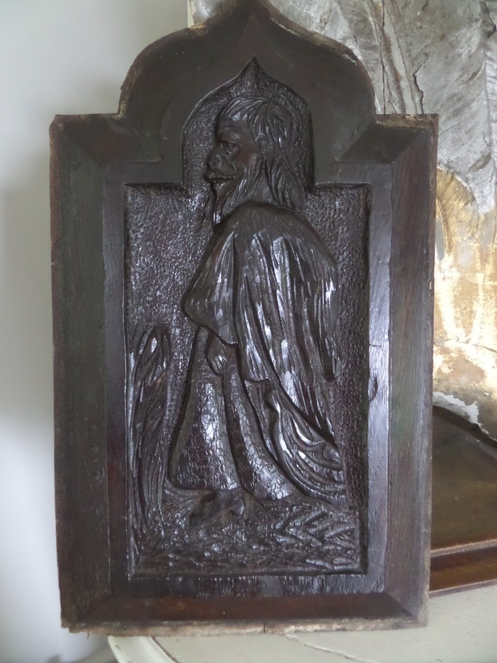 16th Century Antique Carved Oak Panel Saint