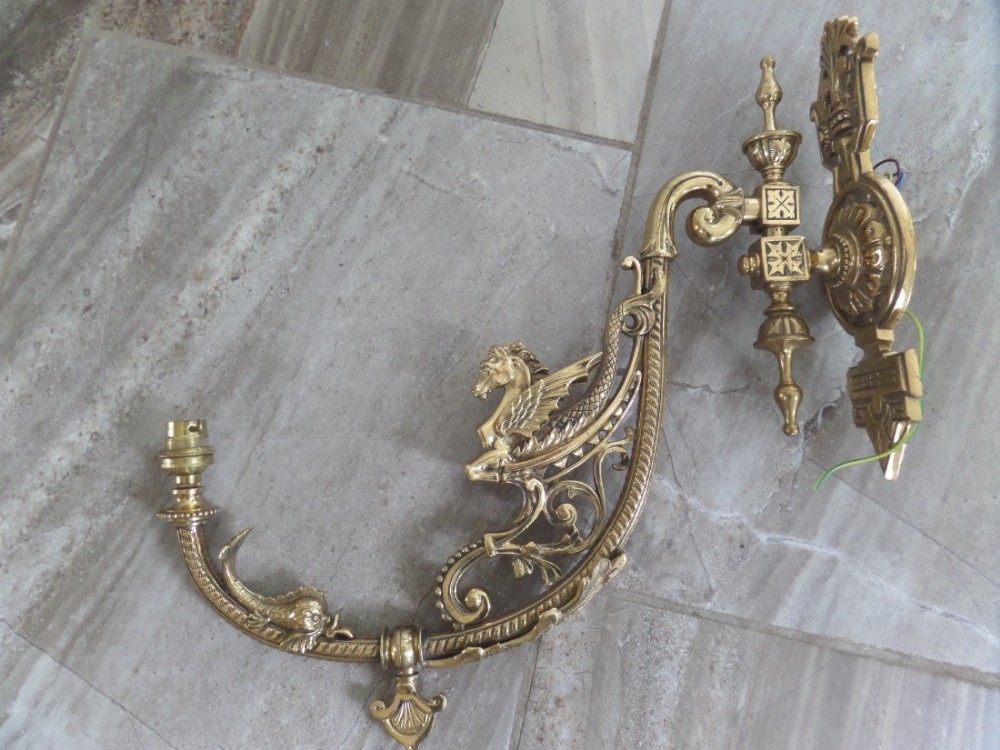 Victorian Gas Winged Horse Sconce Wall Light