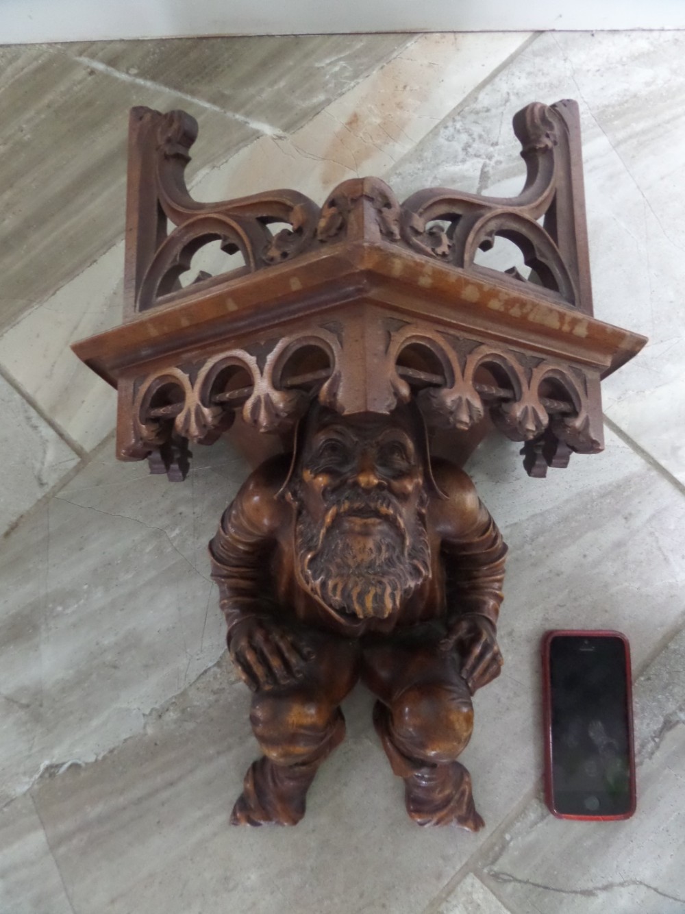 LARGE 19th Century Carved Gothic Bracket Black Forest