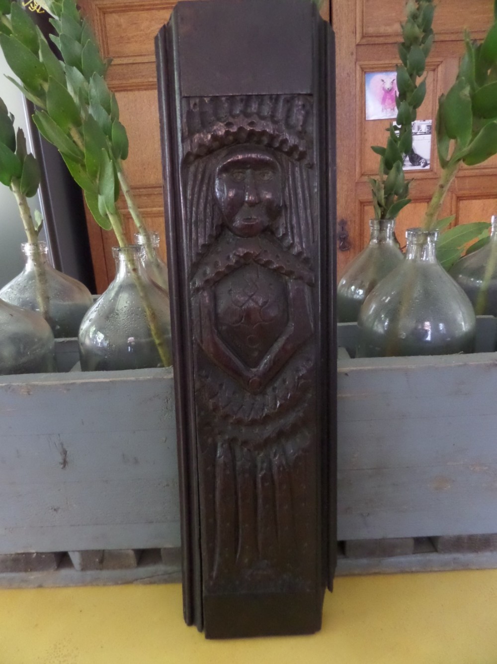 16th Century Carved Oak Panel Caryatid