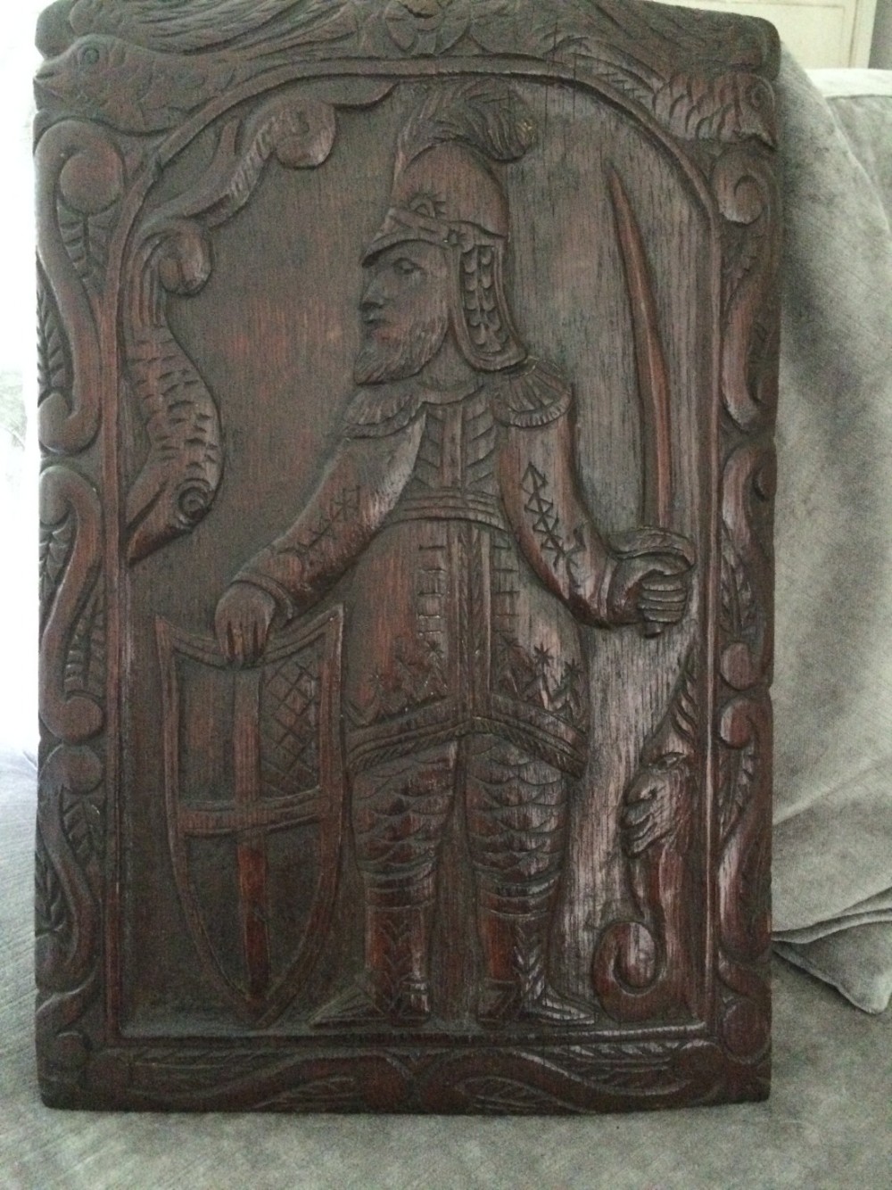 RARE 16th Century Carved Oak Fish Panel Plas Newdd Llangollen
