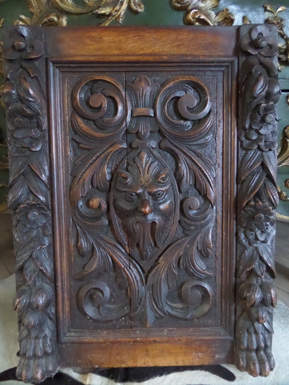 19th Century Carved Oak Devil Panel