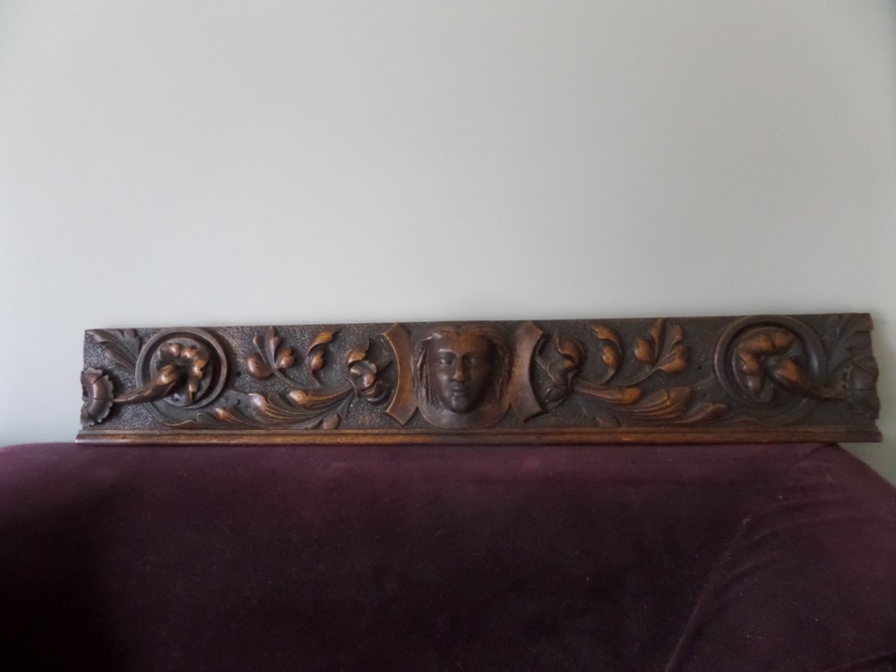 19th Century Carved Oak Panel Overmantel