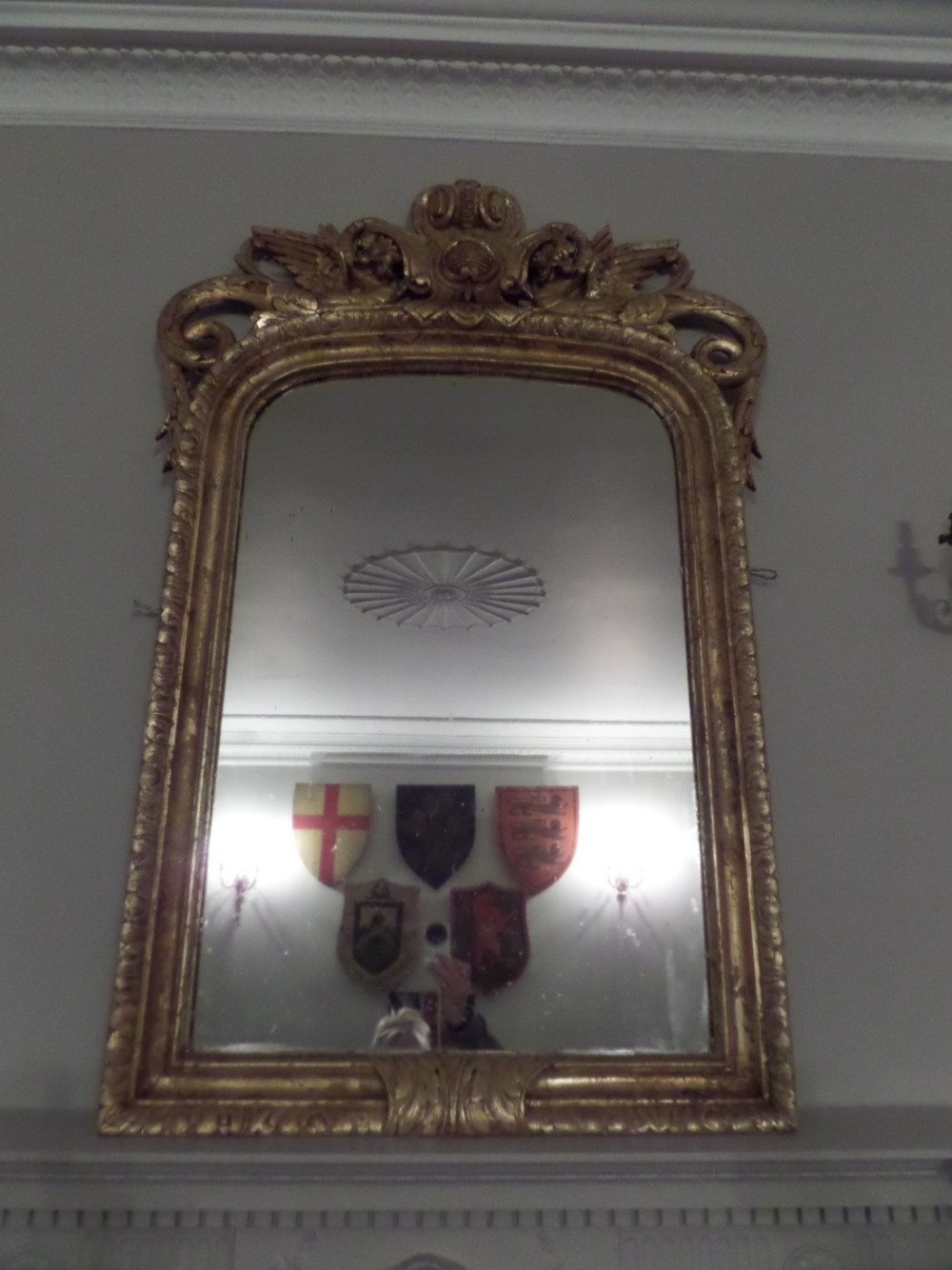 Victorian Antique Carved Gilt Wooden Overmantel Pier Mirror Griffins