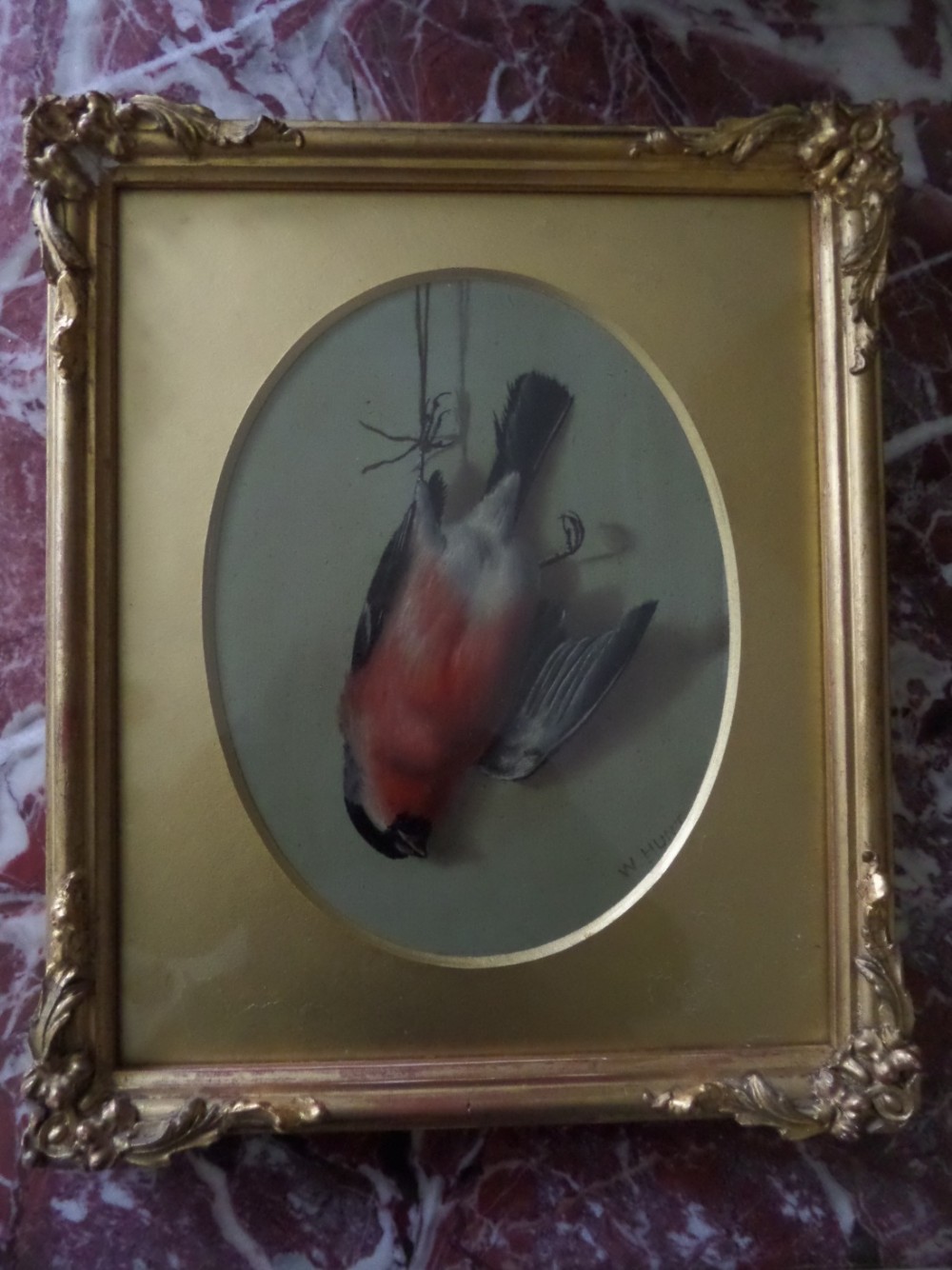 19th Century Oil Painting Still Life Hunting Bird  Signed Walter Hunt