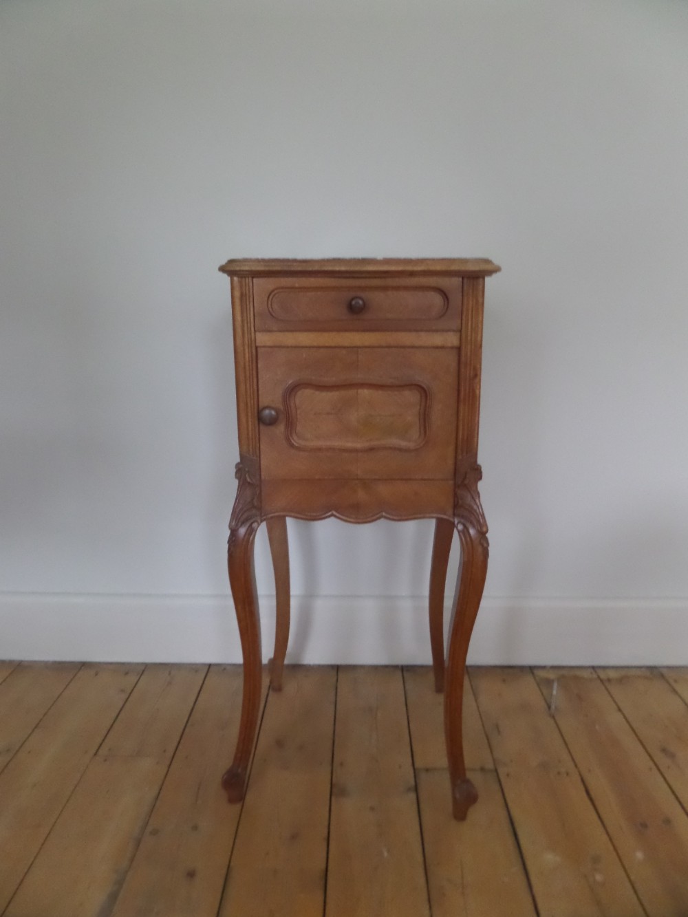 Antique Louis XVI French Bedside Table Marble Top
