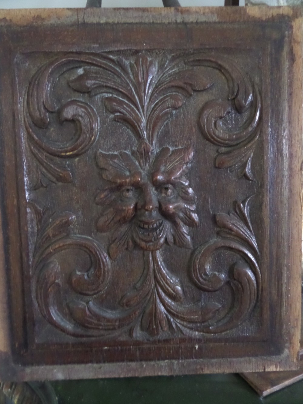Large Victorian Carved Oak Mask Face Panel Green Man Gothic
