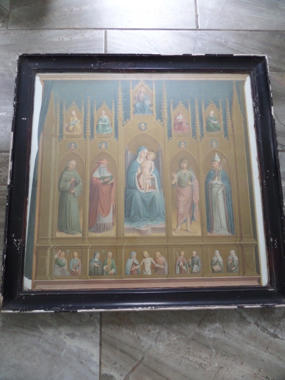 RARE Arundel Society Religious Chromolithograph Monastery Gothic Jan Van Eyck