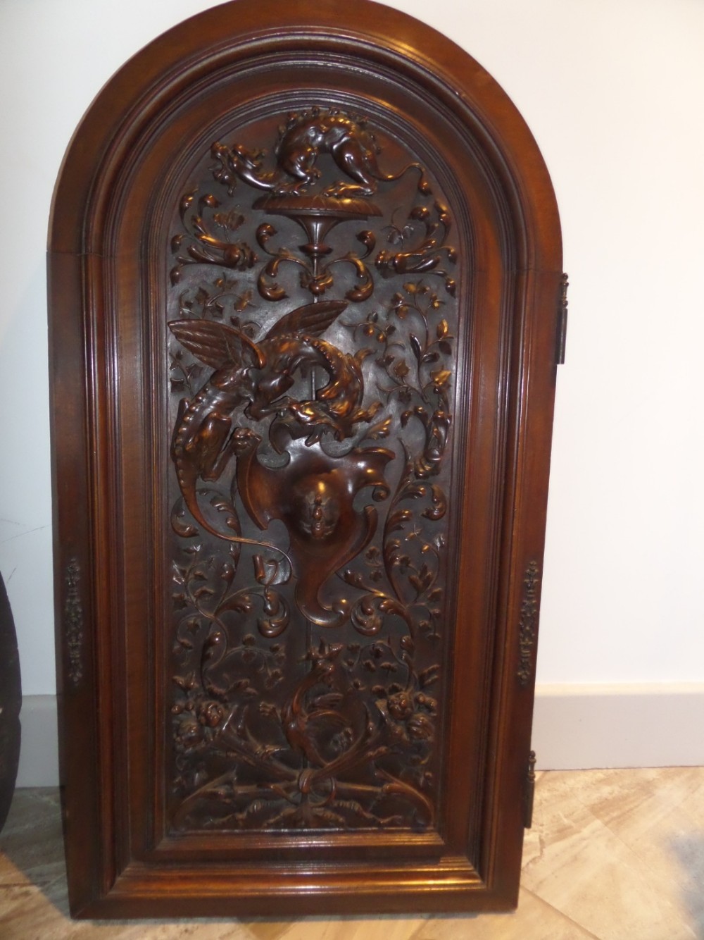 LARGE 19th Century Walnut Winged Griffin Panel