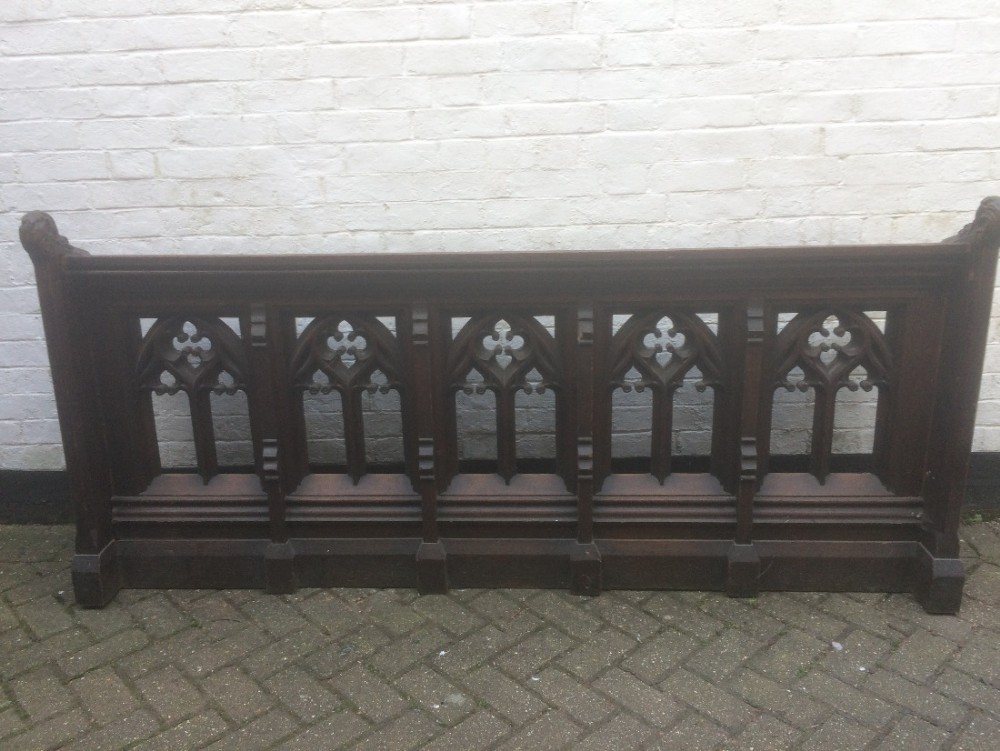 Victorian Carved Oak Gothic Church Screen Panel