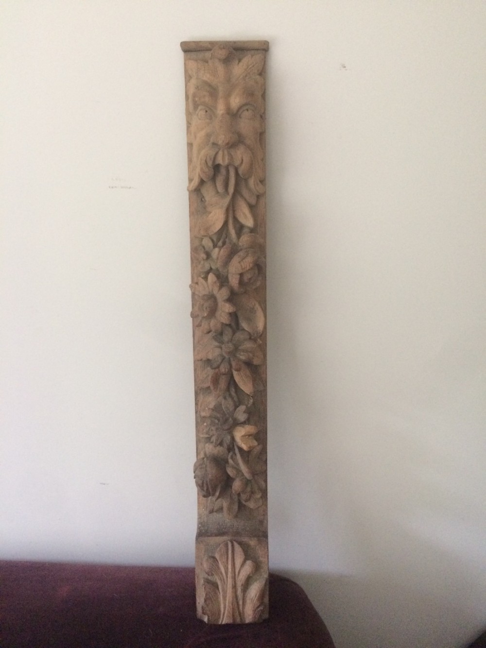 19th Century Deeply Carved Oak Caryatid Green Man