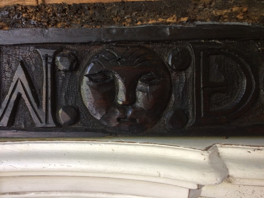 Large 16th Century Carved Panel Moon and Dragons
