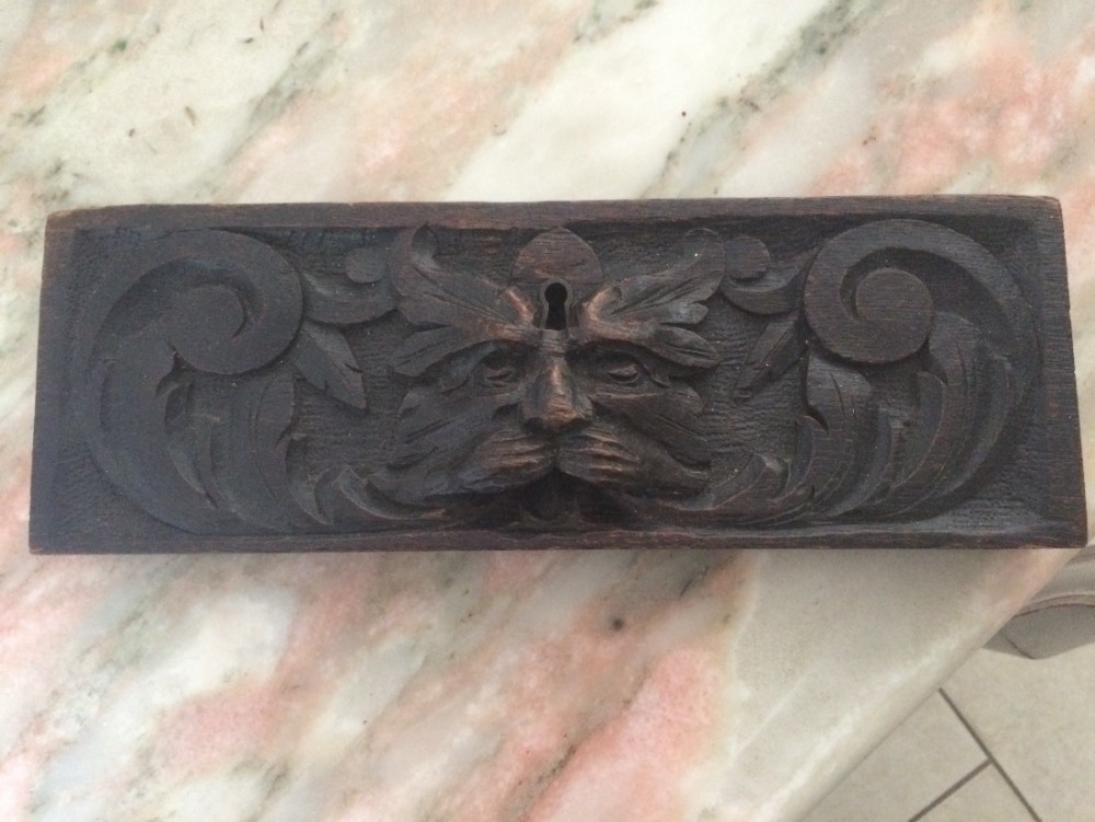 Victorian Carved Oak Green Man Panel