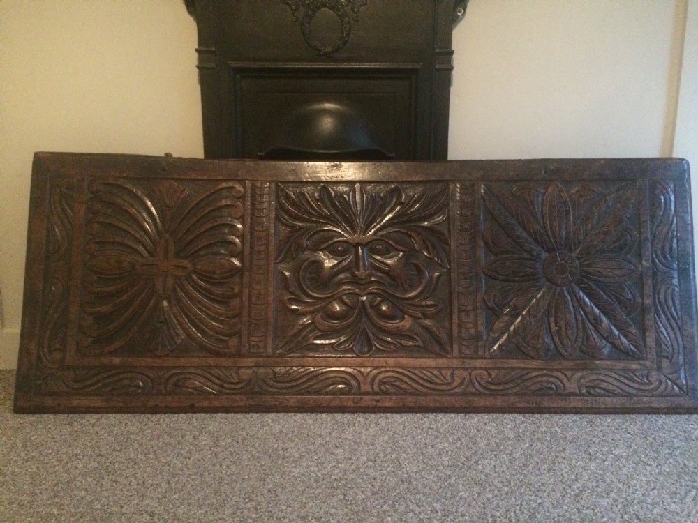 18th Century Carved Large Oak Green Man Panel Pediment