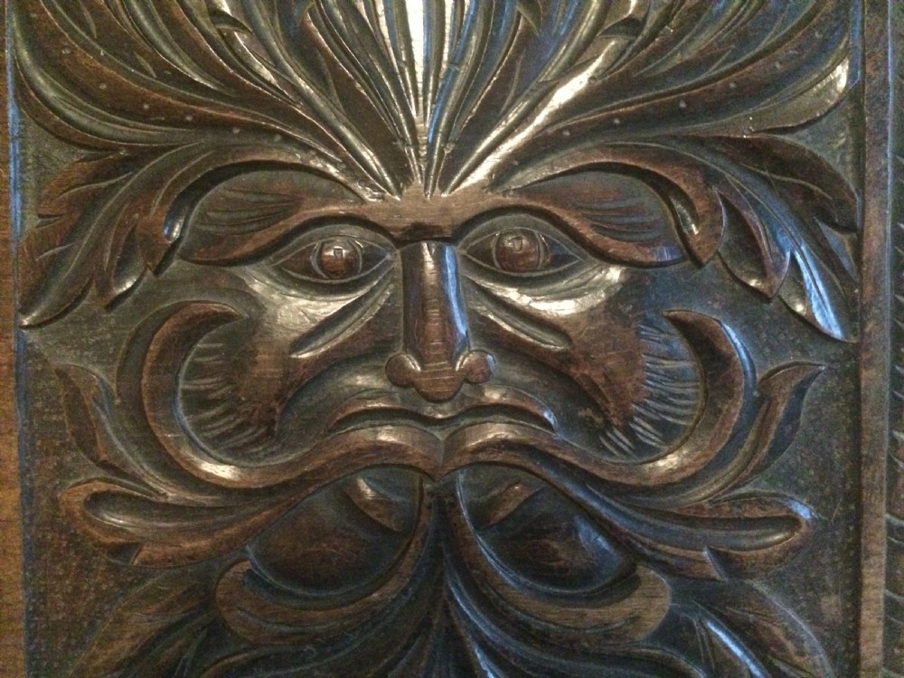 18th Century Carved Large Oak Green Man Panel Pediment View II