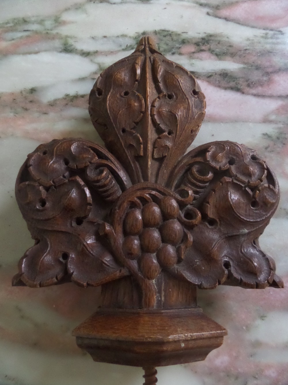 19th Century Carved Oak Gothic Church Poppy Head Finial