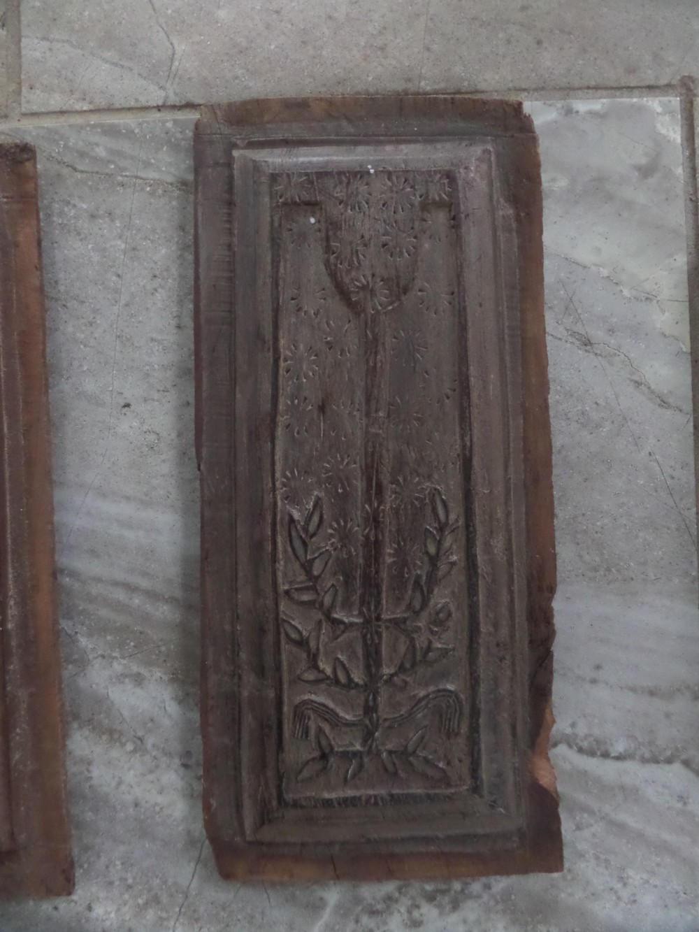 16th Century Carved Oak Panel of a Tulip 