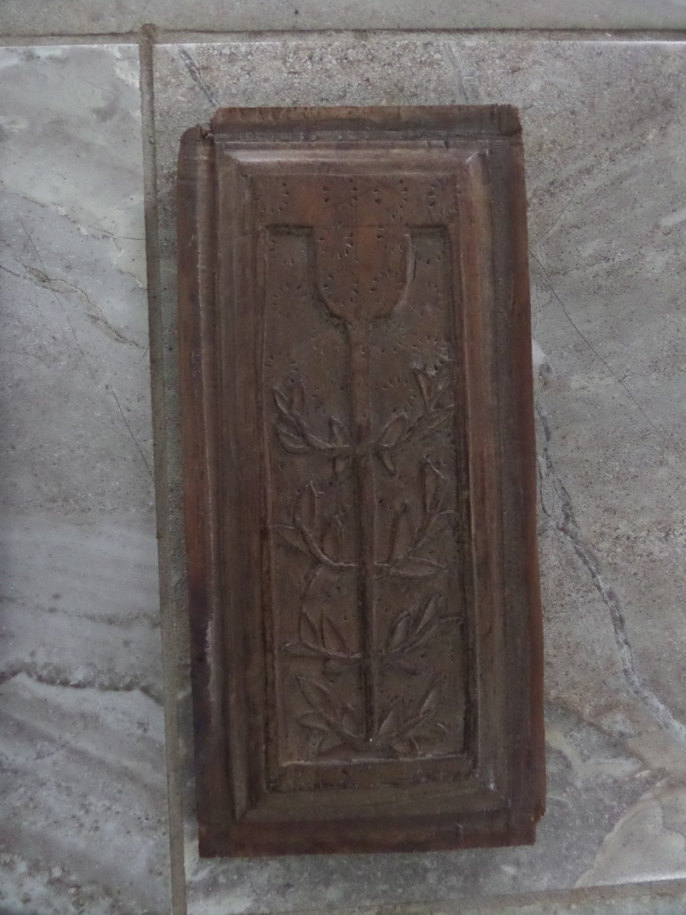 16th Century Carved Walnut Panel of a Tulip