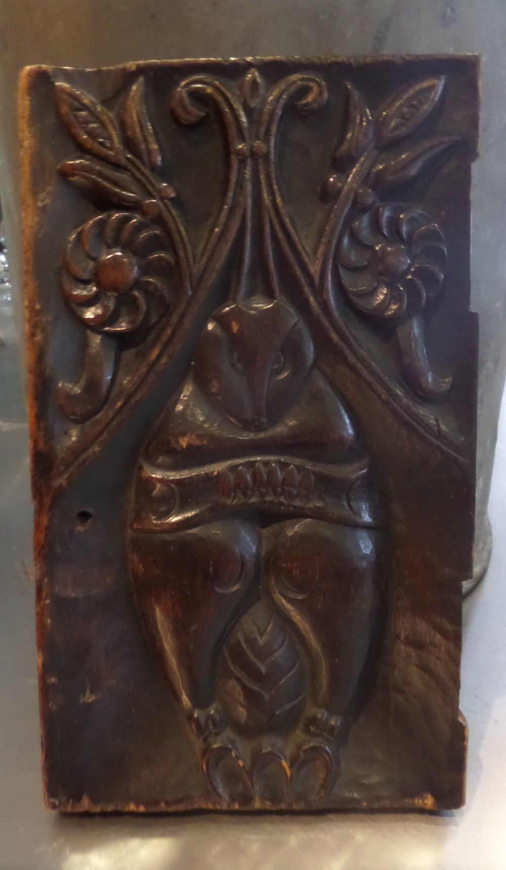 18th Century Carved Walnut Squirrel Mythical Creature Panel