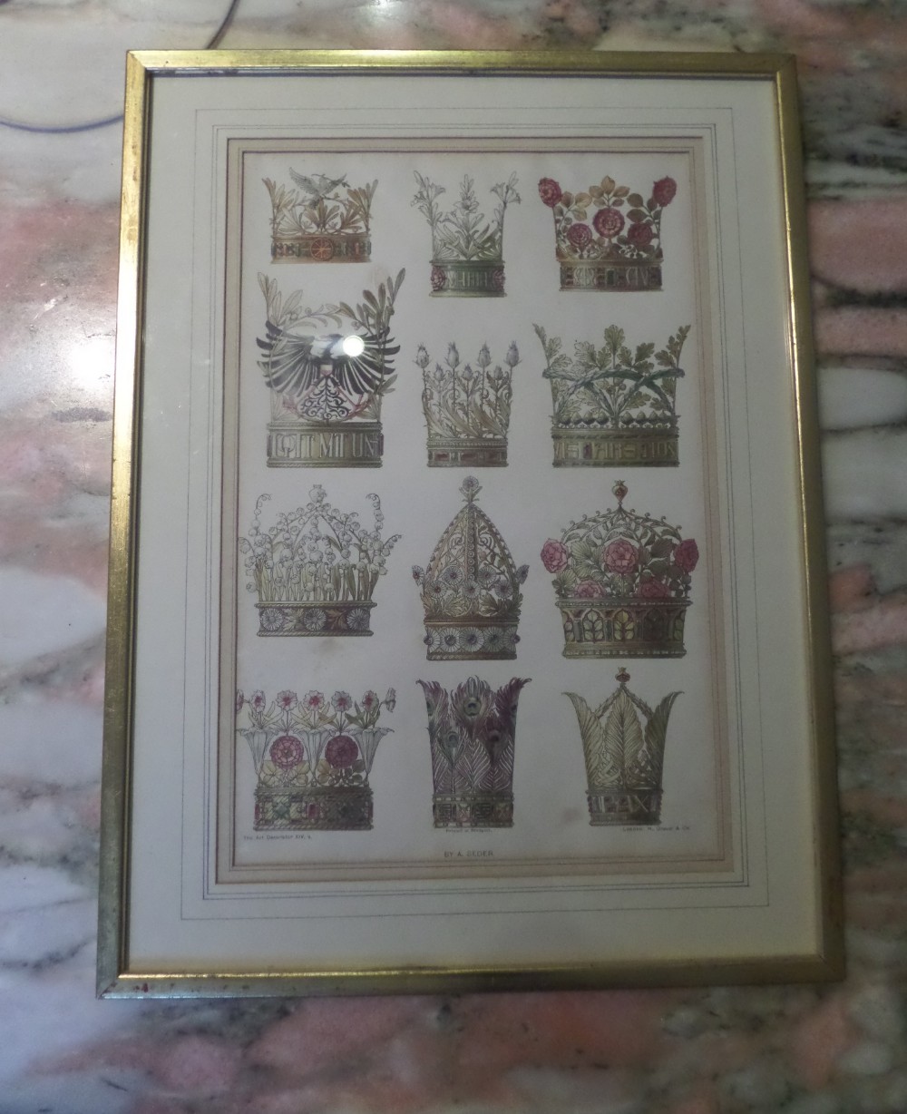 19th Century Chromolithograph A seder Crowns