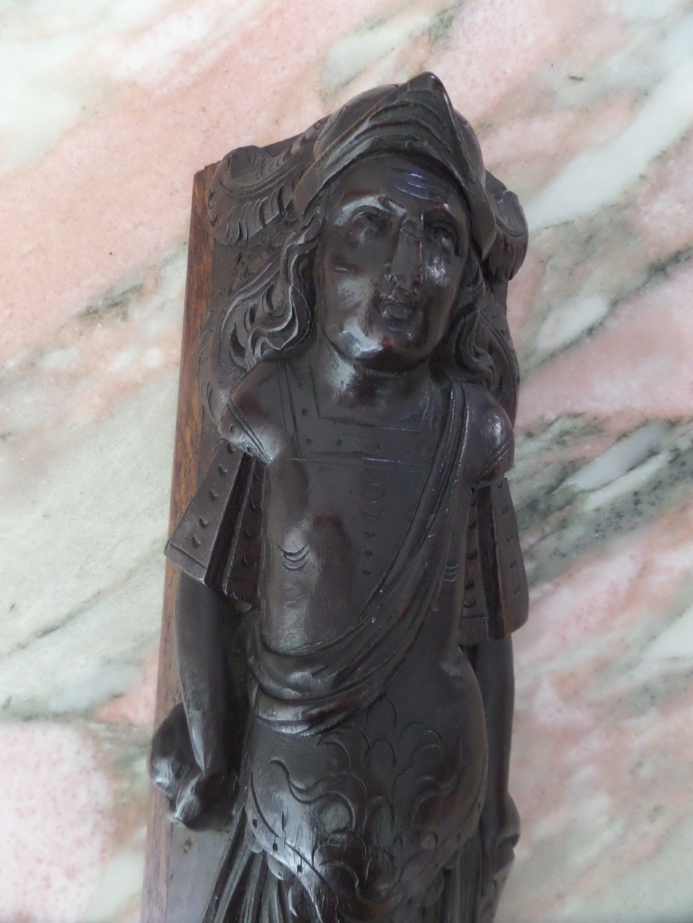 18th Century Carved Oak Caryatid Winged Cherub 
