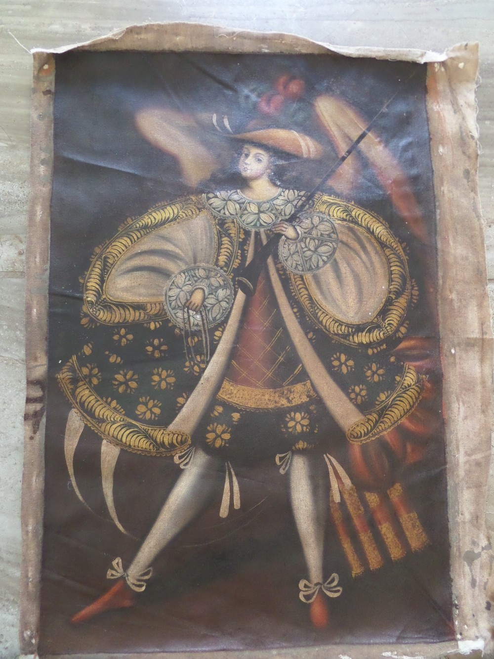 Large 19th Century Antique Oil Painting Angel Archangel
