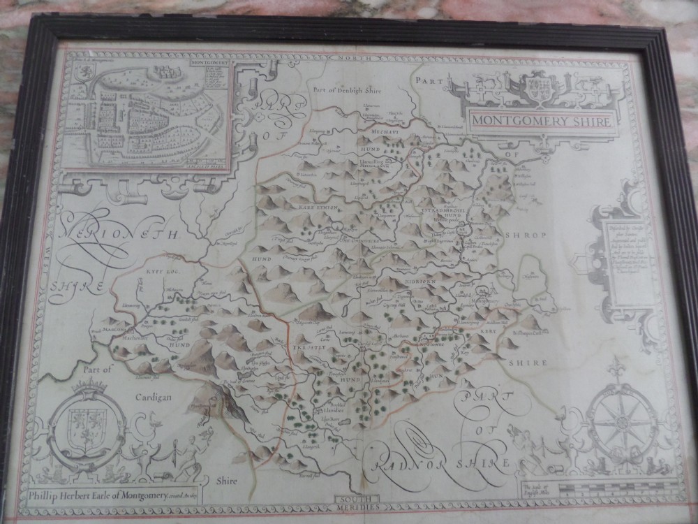 17th Century Antique Map Montgomeryshire by John Speed