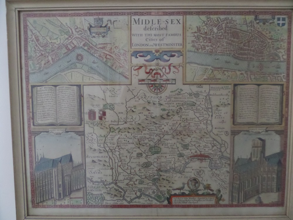 17th Century Antique Map John Speed Middlesex London and Westminster