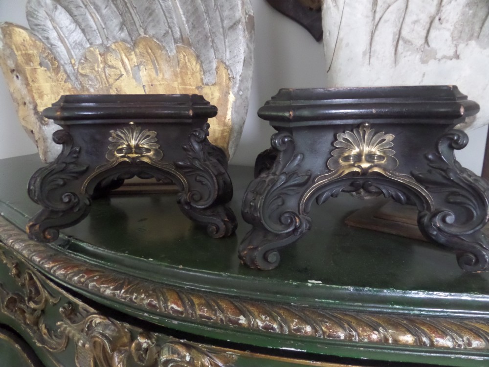 Pair Early 19th Century Carved Wooden and Bronze Mounts Vase Stand