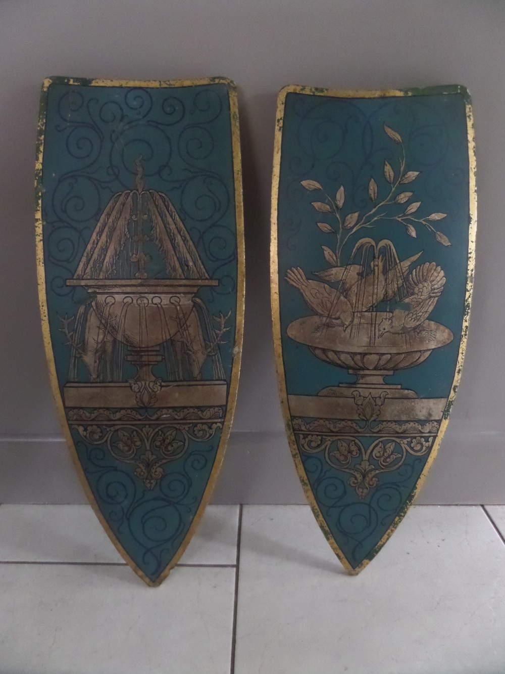 19th Century Gothic Wooden Painted Panels