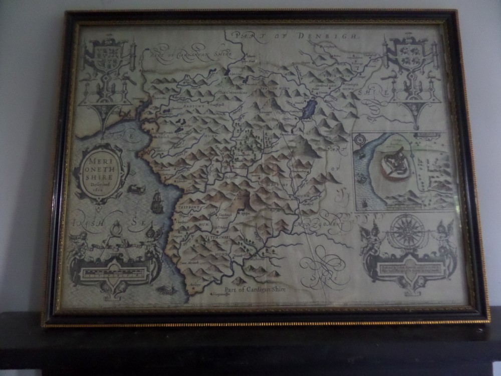 17th Century Map by John Speed Double Framed of MERIONETHSHIRE