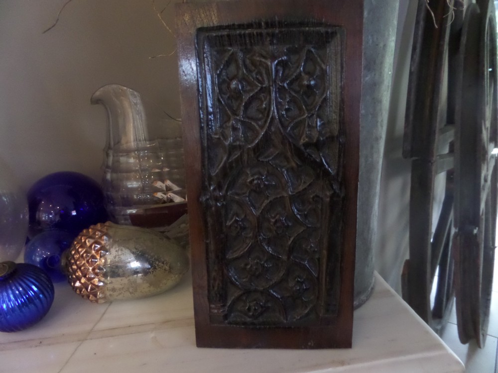 18TH Century Carved Oak Gothic Arched Tracery Panel
