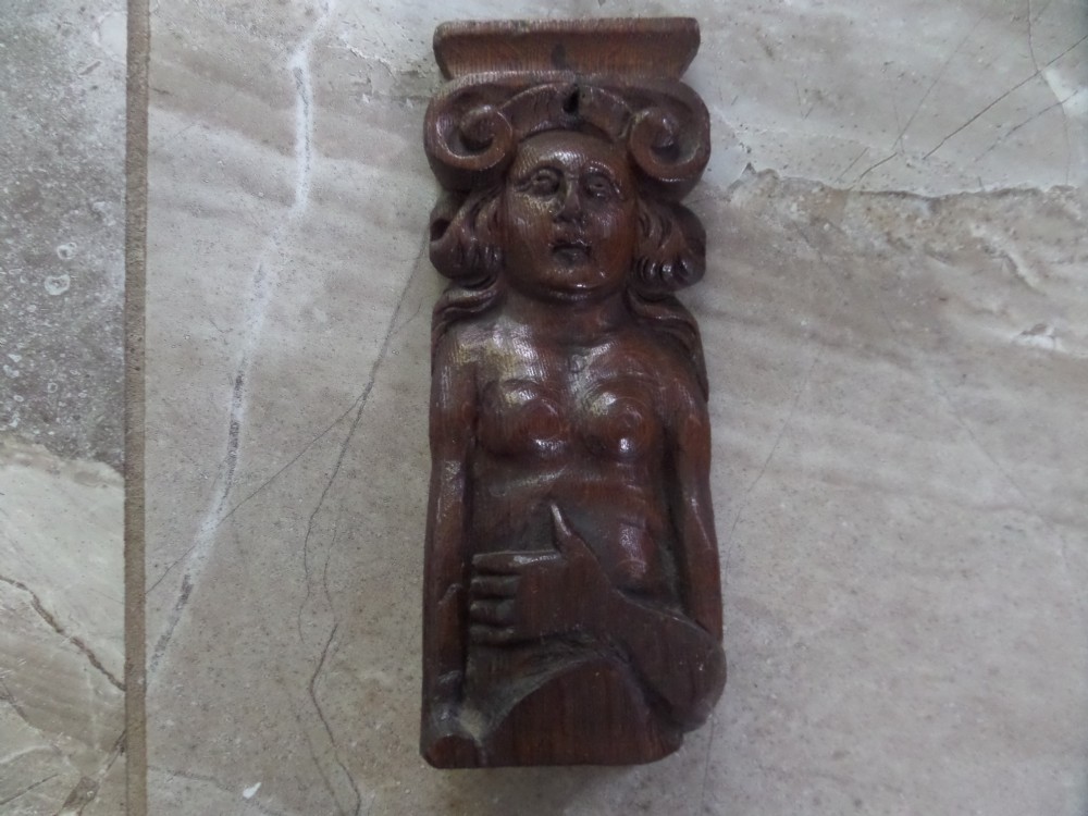 17TH CENTURY early carved oak CARYATID
