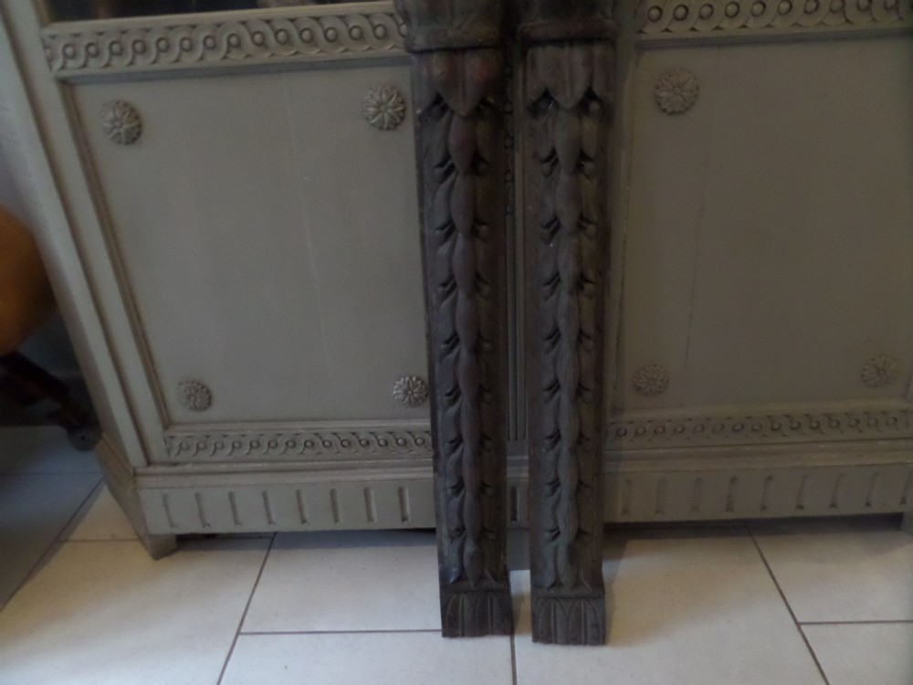 Large Deeply Carved Oak Pilasters with Berries and Leaves