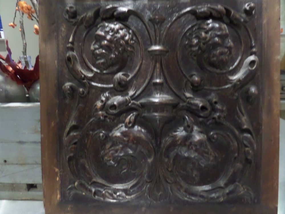 Antique Carved Walnut Mythical Renaissance Panel Horse