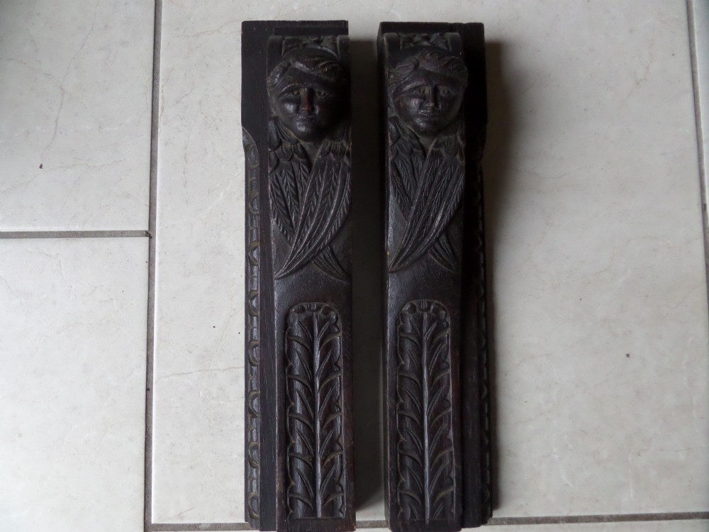 18th Century Carved Oak Winged Angels